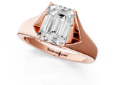 Rose gold Emerald Solitaire Diamond Ring with Cathedral Band and Four-Prong Setting_64