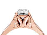 Rose gold Emerald Solitaire Diamond Ring with Cathedral Band and Four-Prong Setting_67