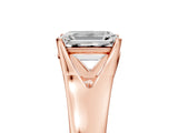 Rose gold Emerald Solitaire Diamond Ring with Cathedral Band and Four-Prong Setting_68