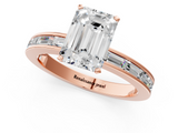 Rose gold Emerald Solitaire Diamond Ring with Channel-Set Baguette Band and Four-Prong Setting_103