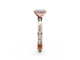 Rose gold Emerald Solitaire Diamond Ring with Channel-Set Baguette Band and Four-Prong Setting_104