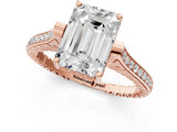 Rose gold Emerald Solitaire Diamond Ring with Channel Set Band and Bezel Prong Setting_57