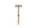 Rose gold Emerald Solitaire Diamond Ring with Channel Set Band and Bezel Prong Setting_58