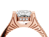 Rose gold Emerald Solitaire Diamond Ring with Channel Set Band and Bezel Prong Setting_60