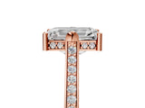 Rose gold Emerald Solitaire Diamond Ring with Channel Set Band and Bezel Prong Setting_61