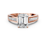 Rose gold Emerald Solitaire Diamond Ring with Channel-Set Band and Four-Prong Setting_17