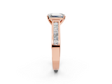 Rose gold Emerald Solitaire Diamond Ring with Channel-Set Band and Four-Prong Setting_19