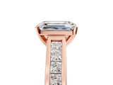 Rose gold Emerald Solitaire Diamond Ring with Channel-Set Band and Four-Prong Setting_22