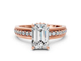 Rose gold Emerald Solitaire Diamond Ring with Channel Set Band and Six-Prong Setting_47