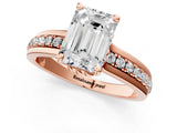 Rose gold Emerald Solitaire Diamond Ring with Channel Set Band and Six-Prong Setting_48