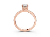 Rose gold Emerald Solitaire Diamond Ring with Channel Set Band and Six-Prong Setting_50