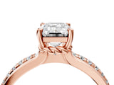 Rose gold Emerald Solitaire Diamond Ring with Channel Set Band and Six-Prong Setting_51