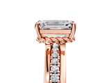 Rose gold Emerald Solitaire Diamond Ring with Channel Set Band and Six-Prong Setting_52