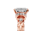 Rose gold Emerald Solitaire Diamond Ring with Filigree Band and Four-Prong Setting_92