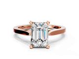 Rose gold Emerald Solitaire Diamond Ring with Four-Prong Setting and Tapered Band 1