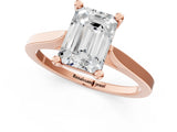 Rose gold Emerald Solitaire Diamond Ring with Four-Prong Setting and Tapered Band 2