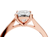 Rose gold Emerald Solitaire Diamond Ring with Four-Prong Setting and Tapered Band 5