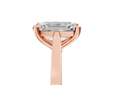 Rose gold Emerald Solitaire Diamond Ring with Four-Prong Setting and Tapered Band