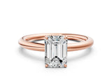 Rose gold Emerald Solitaire Diamond Ring with Four-Prong Setting on a Plain Band_20