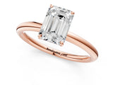 Rose gold Emerald Solitaire Diamond Ring with Four-Prong Setting on a Plain Band_21