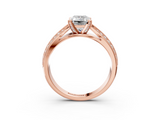 Rose gold Emerald Solitaire Diamond Ring with Milgrain Pavé Band and Four-Prong Setting_144
