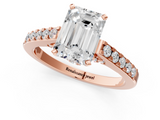 Rose gold Emerald Solitaire Diamond Ring with Pavé Band and Four-Prong Setting_142
