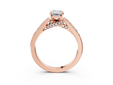 Rose gold Emerald Solitaire Diamond Ring with Pavé Band and Four-Prong Setting_144