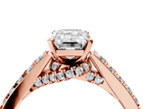 Rose gold Emerald Solitaire Diamond Ring with Pavé Band and Four-Prong Setting_145