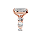 Rose gold Emerald Solitaire Diamond Ring with Pave Band and Four-Prong Setting_281