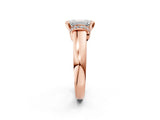 Rose gold Emerald Solitaire Diamond Ring with Pave Band and Six-Prong Setting_37