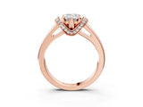 Rose gold Emerald Solitaire Diamond Ring with Pave Band and Six-Prong Setting_38