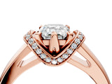 Rose gold Emerald Solitaire Diamond Ring with Pave Band and Six-Prong Setting_39