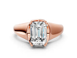 Rose gold Emerald Solitaire Diamond Ring with Six-Prong Cathedral Setting_32