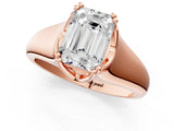 Rose gold Emerald Solitaire Diamond Ring with Six-Prong Cathedral Setting_33