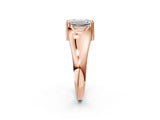 Rose gold Emerald Solitaire Diamond Ring with Six-Prong Cathedral Setting_34