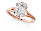 Rose gold Emerald Solitaire Diamond Ring with Six-Prong Setting and Tapered Band_25