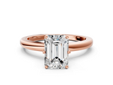 Rose gold Emerald Solitaire Diamond Ring with Six-Prong Setting on a Classic Band_3