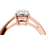 Rose gold Emerald Solitaire Diamond Ring with Split Shank and Four-Prong Setting_16