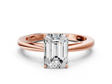 Rose gold Emerald Solitaire Diamond Ring with Split Shank and Four-Prong Setting_20