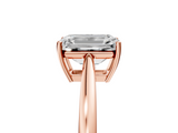 Rose gold Emerald Solitaire Diamond Ring with Split Shank and Four-Prong Setting_25