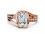 Rose gold Emerald Solitaire Diamond Ring with Split Shank and Prong Setting_65