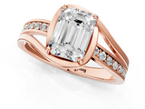 Rose gold Emerald Solitaire Diamond Ring with Split Shank and Prong Setting_66