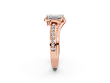 Rose gold Emerald Solitaire Diamond Ring with Split Shank and Prong Setting_67