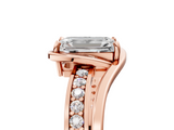 Rose gold Emerald Solitaire Diamond Ring with Split Shank and Prong Setting_70
