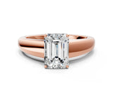 Rose gold Emerald Solitaire Diamond Ring with Tapered Band and Four-Prong Setting_49