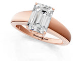 Rose gold Emerald Solitaire Diamond Ring with Tapered Band and Four-Prong Setting_50