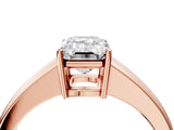 Rose gold Emerald Solitaire Diamond Ring with Tapered Band and Four-Prong Setting_53