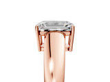 Rose gold Emerald Solitaire Diamond Ring with Tapered Band and Four-Prong Setting_54