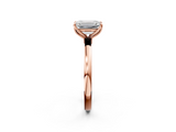 Rose gold Emerald Solitaire Diamond Ring with Thin Band and Four-Prong Setting_5