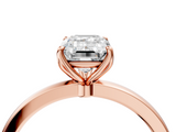 Rose gold Emerald Solitaire Diamond Ring with Thin Band and Four-Prong Setting_7